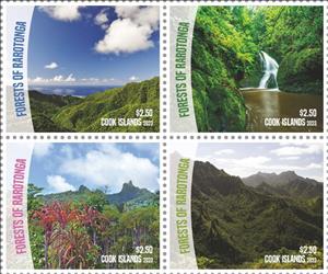 Se-tenant, Forests of Rarotonga, Cook Islands,  , Landscapes