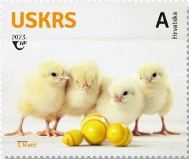 Stamp, Easter 2023, Croatia,  , Animals (Fauna), Easter, Infant Animals, Roosters and Chickens