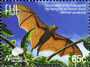 Stamp, Flying Fox in Flight, Fiji,  , Animals (Fauna), Bats