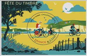 Souvenir Sheet, Cyclotourism, France,  , Bicycles, Round Stamps, Tourism