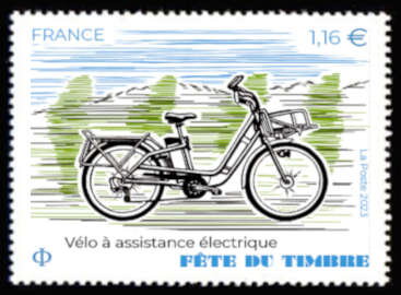 Stamp, Electric Bicycle, France,  , Bicycles