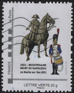 Stamp, Bicentenary Death Napoleon La Roche sur Yon, France,  , Anniversaries and Jubilees, Army, Famous People, Heads of State, Statues, Uniforms