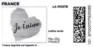 I love you. Je t'aime. Redesign in grey without laposte logo