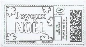 Stamp, Joyful Crhistmas / Joyeux Noel, France,  , Christmas