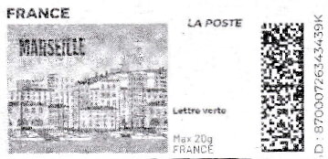 Stamp, Marseille in black. Redesign without Laposte logo, France,  , Townscapes / City Views