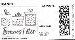 Stamp, Three Gifts Bonnes Fetes. Redesign without Laposte logo, France,  , Christmas, Presents / Gifts