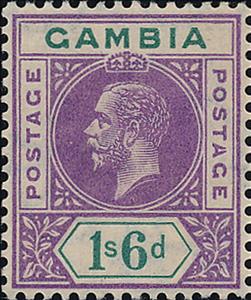 Stamp, Issue of 1912-1922, Gambia,  , Crowns and Coronets, Famous People, Heads of State, Kings, Men, Royalty