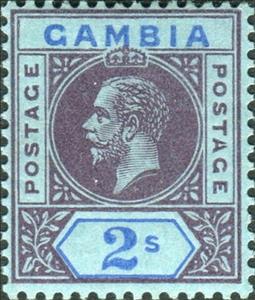 Stamp, Issue of 1912-1922, Gambia,  , Crowns and Coronets, Famous People, Heads of State, Kings, Men, Royalty