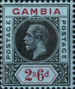 Stamp, Issue of 1912-1922, Gambia,  , Crowns and Coronets, Famous People, Heads of State, Kings, Men, Royalty