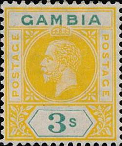 Stamp, Issue of 1912-1922, Gambia,  , Crowns and Coronets, Famous People, Heads of State, Kings, Men, Royalty