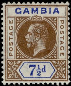 Stamp, Issue of 1921-1922, Gambia,  , Crowns and Coronets, Famous People, Heads of State, Kings, Men, Royalty