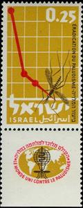 Stamp with Collectible Margin, Malaria Eradication, Israel,  , Diagrams, Insects, Malaria, W.H.O.