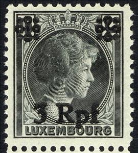 Stamp, surcharge on Luxembourg Stamp, Luxembourg, German Occupation In WWII,  , Crowns and Coronets, Duchess, Famous People, Heads of State, Royalty, Women