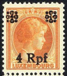 Stamp, surcharge on Luxembourg Stamp, Luxembourg, German Occupation In WWII,  , Crowns and Coronets, Duchess, Famous People, Heads of State, Royalty, Women