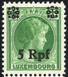 Stamp, surcharge on Luxembourg Stamp, Luxembourg, German Occupation In WWII,  , Crowns and Coronets, Duchess, Famous People, Heads of State, Royalty, Women