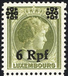Stamp, surcharge on Luxembourg Stamp, Luxembourg, German Occupation In WWII,  , Crowns and Coronets, Duchess, Famous People, Heads of State, Royalty, Women