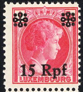 Stamp, surcharge on Luxembourg Stamp, Luxembourg, German Occupation In WWII,  , Crowns and Coronets, Duchess, Famous People, Heads of State, Royalty, Women