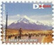 Stamp, Natural New Zealand - Sheep Mustering, Personalized and Private Mail Stamps,  , Mountains, Sheep