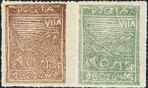 Se-tenant, Bavarian Alps and Post Horn, Poland, German Occupation In WWII,  , Mountains, Post Horns