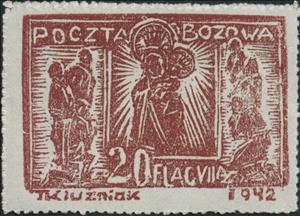 Stamp, Our Lady of Czestochowa in the Camp Chapel - Reprint, Poland, German Occupation In WWII,  , Biblical Accounts, Religion