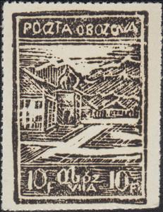 Stamp, Southern View of the Camp to the Bavarian Alps, Poland, German Occupation In WWII,  , Buildings, Mountains