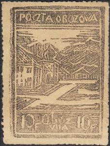 Stamp, Southern View of the Camp to the Bavarian Alps, Poland, German Occupation In WWII,  , Buildings, Mountains