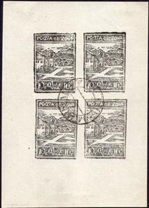 Mini Sheet, Southern View of the Camp to the Bavarian Alps - Reprint, Poland, German Occupation In WWII,  , Buildings, Mountains