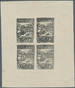Mini Sheet, Southern View of the Camp to the Bavarian Alps - Reprint, Poland, German Occupation In WWII,  , Buildings, Mountains