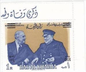Stamp, Friendship surcharged, Ras al Khaimah,  , Authors, Famous People, Heads of State, Literary People (Poets and Writers), Literature, Nobel Laureates, Painters, Politicians