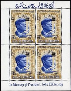 Souvenir Sheet, John F. Kennedy, Ras al Khaimah,  , Famous People, Heads of State
