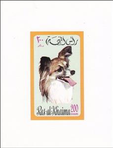 Souvenir Sheet, Papillon (Canis lupus familiaris), Ras al Khaimah,  , Animals (Fauna), Dogs, Mammals