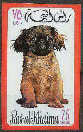Stamp, Pekinese (Canis lupus familiaris), Ras al Khaimah,  , Animals (Fauna), Dogs, Mammals