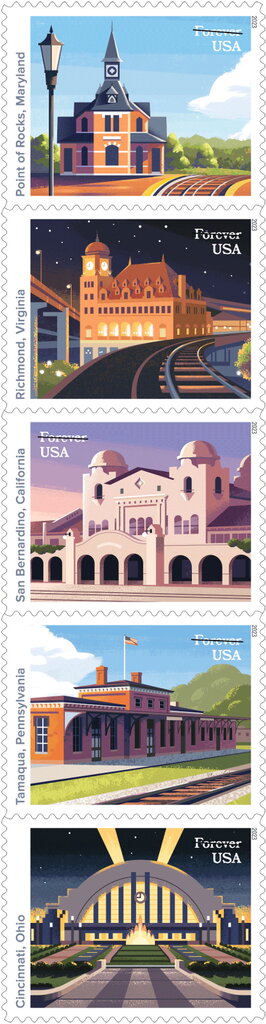 Se-tenant, Historic Railroad Stations, United States of America,  , Architecture, Stations