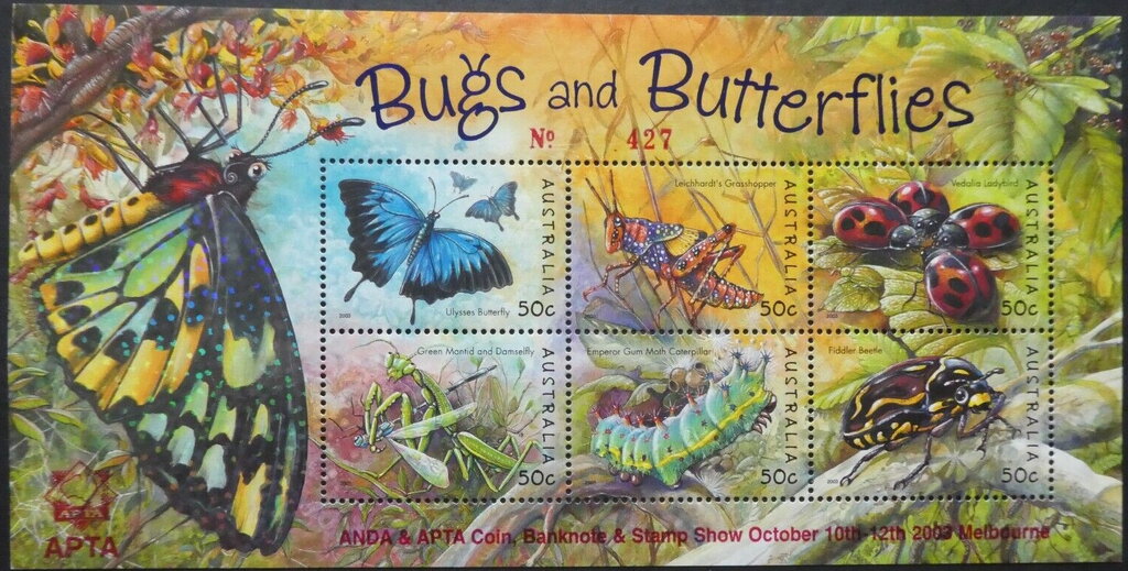 APTA MELBOURNE on Bugs and butterflies souvenir sheet