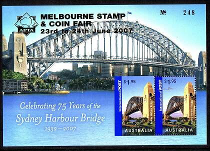 APTA Melbourne on Sydney Harbour souvenir sheet