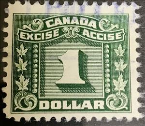 Stamp, Numeral with three maple leaves on each side, Canada,  