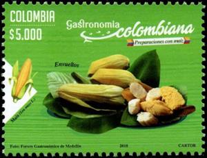 Stamp, Envueltos, Colombia,  , Food, Fruits, Gastronomy, Vegetables
