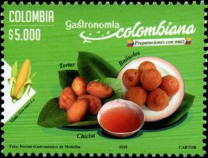 Stamp, Tortas and Buñuelos, Colombia,  , Food, Fruits, Gastronomy, Vegetables