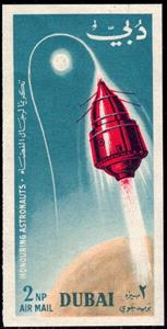 Stamp, Mercury Capsule, Dubai,  , Outer Space, Space Traveling, Spacecrafts