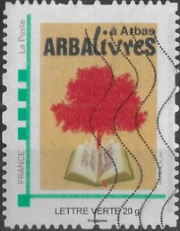 Stamp, Arbalivres, Arbas, France,  , Books, Festivals, Trees