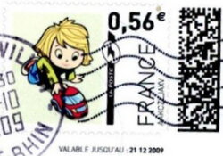 Stamp, Child playing with a car, France,  , Cars, Cartoons, Children, Children's Play, Toys
