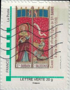 Stamp, Claude Baudoche offering Eglise Saint Barbe to Saint Patronn, France,  , Art, Churches - Cathedrals - Basilicas - Chapels, Saints