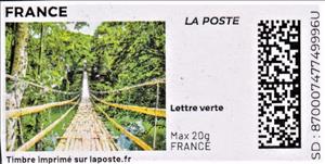 Stamp, Forest Foot Bridge.. Redesign without Laposte logo, France,  , Bridges, Forests