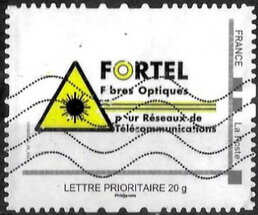 Stamp, Fortel Fiber Optics for Telecommunications Networks, France,  , Logos, Technology, Telecommunication