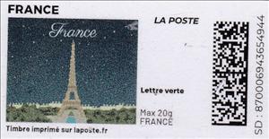 Stamp, France: Eiffel tower on a Starry Night. Redesign without ..., France,  , Towers, Townscapes / City Views