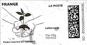 Stamp, Hands Holding a Sapling. Redesign without Laposte logo, France,  , Environment Protection, Hands, Plants (Flora)