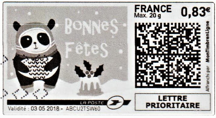 Happy Christmas Panda Bonnes Fetes in black
