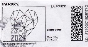 Stamp, Heart. redesign without Laposte logo, France,  , Hearts