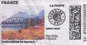 Stamp, Lake and Mountain View 5. Redesign Courrier Suivi, France,  , Lakes, Landscapes, Mountains