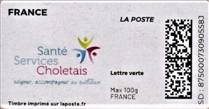 Stamp, Sante Services Choletais. Redesign without Laposte logo, France,  , Healthcare